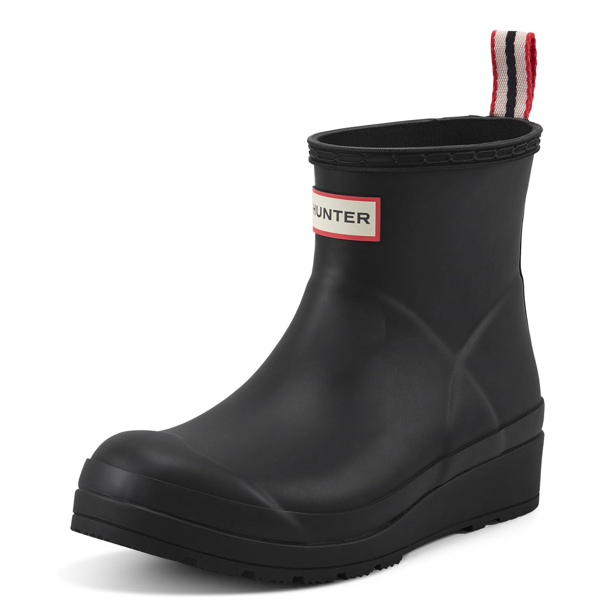 Hunter Women Play Short Boot, Black, Size 7