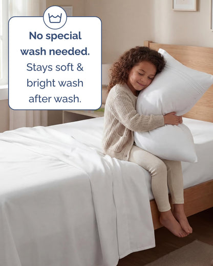 Twin Size Sheet Set - 3 Piece Set - Hotel Luxury Bed Sheets - Extra Soft - Deep Pockets - Easy Fit - Breathable & Cooling Sheets - Wrinkle Free - Comfy - White Bed Sheets – Twins Sheets - 3 PC