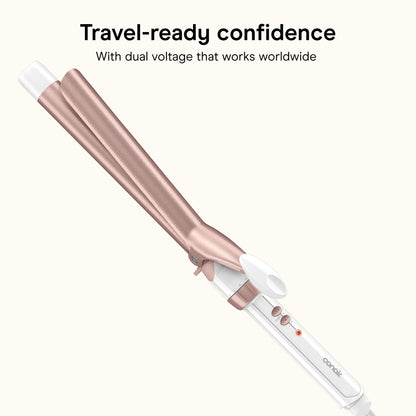 Conair Double Ceramic Long Barrel 1-Inch Curling Iron, 1.0" Barrel Produces Classic Curls – for use on Medium and Long Hair, Hair Curler