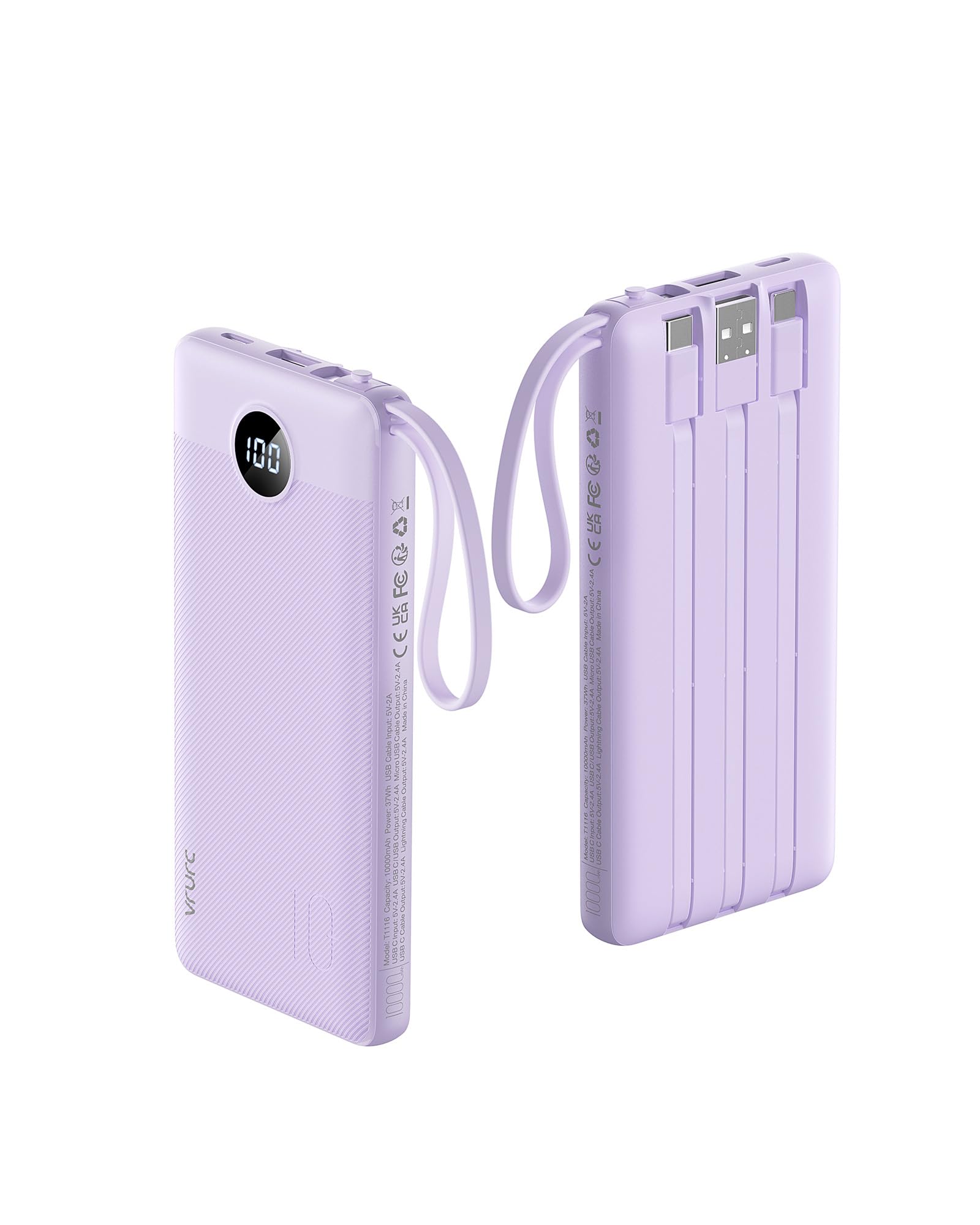VRURC Portable Charger Power Bank, 10000mAh Travel Essentials Battery Pack