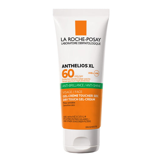 La Roche-Posay Anti-Shine Mattifying Face Sunscreen, Anthelios Dry Touch Anti-Shine Sunscreen Broad Spectrum SPF 60 with Silica, Vitamin E & Perlite, Oil Free, Non Greasy, Oxybenzone Free, Paraben Free, Travel Size, Dermatologist Recommended, 50ml