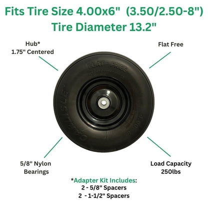 Easy Fit 4.00-6 Flat-Free Wheel Assembly for Residential Wheelbarrow Black Marathon