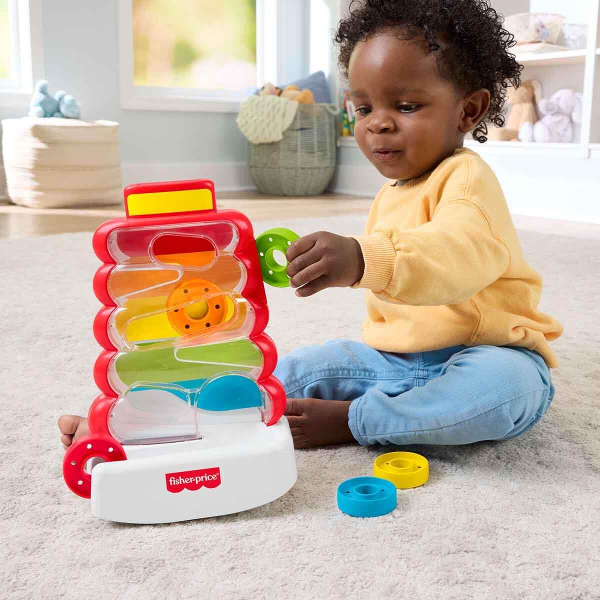 Fisher-Price Baby & Toddler Toy Drop Through Rock-a-Stack, Coin Drop Activity for Developmental Play Infants Ages 9+ Months - Available at All In One Marketplace Canada