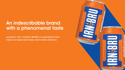 IRN-BRU Original Soft Drink, 330ml Cans, Pack of 24