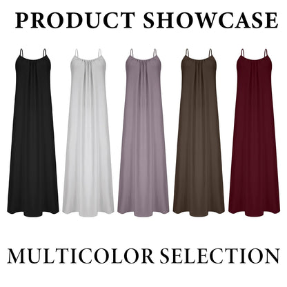 Tubeluck Backless Cami Dress for Women Summer Sleeveless Long Casual Sundress Lady Solid Color Open Back Lounge Dresses Holiday House (CA/US, Alpha, Medium, Regular, Regular, Black) 🍁 All In One Marketplace Canada
