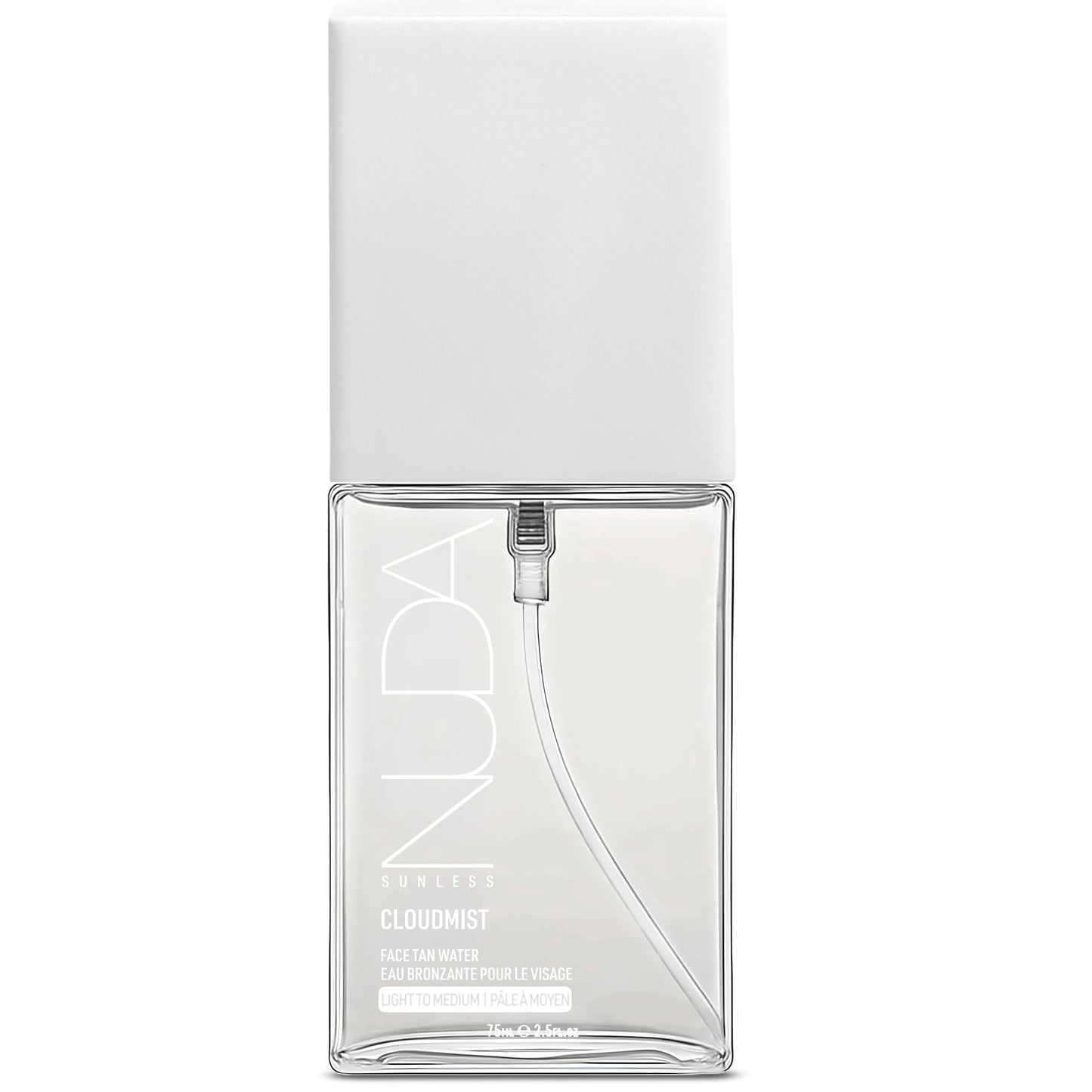 Nuda CloudMist Face Tan Water | Buildable Facial Tanning Mist for Light to Medium Complexions | Infused with Vitamins and White Tea & Rosehip Extracts | Lightweight, Bronzer-Free Formula, (75 mL) - Available at All In One Marketplace Canada