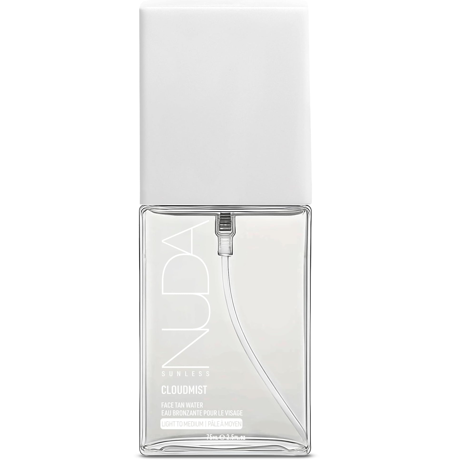 Nuda CloudMist Face Tan Water | Buildable Facial Tanning Mist for Light to Medium Complexions | Infused with Vitamins and White Tea & Rosehip Extracts | Lightweight, Bronzer-Free Formula, (75 mL) - Available at All In One Marketplace Canada