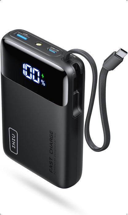 INIU 20000mAh Power Bank, Small 45W PD Fast Charging Portable Charger with Built-in USB C Cable, Flight-Safe Travel External Phone Battery Pack for iPhone 17 16 Pro Max Samsung S25 S26 Google iPad etc - Available at All In One Marketplace Canada