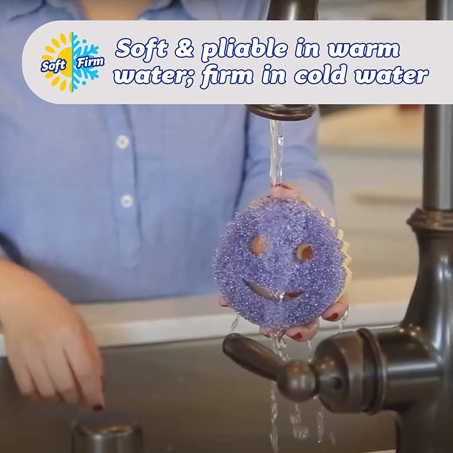 Scrub Daddy Dual Sided Sponge and Scrubber - Scrub Mommy - Scratch Free Sponge for Dishes and Home, Soft in Warm Water, Firm in Cold, Odor Resistant 4 Count - Available at All In One Marketplace Canada