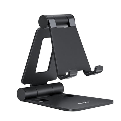 Nulaxy Dual Foldable Phone Stand for Desk, Fully Adjustable Desktop Cell Phone Holder Accessories for Office Kindle Compatible with 4-8" Mobile Devices iPhone Pro/Max/Plus, iPad Pro/Air/Mini, Black - Available at All In One Marketplace Canada