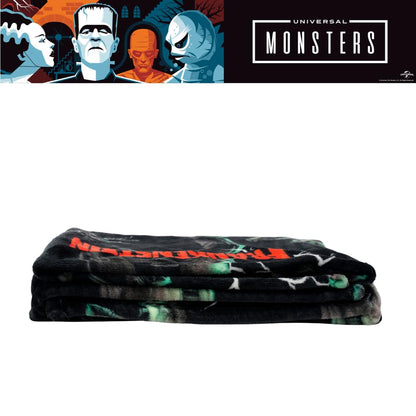 Couverture jeté Franco Collectibles Universal Monsters Frankenstein pour Halloween, literie en peluche super douce et confortable, 127 cm x 178 cm (produit sous licence officielle)