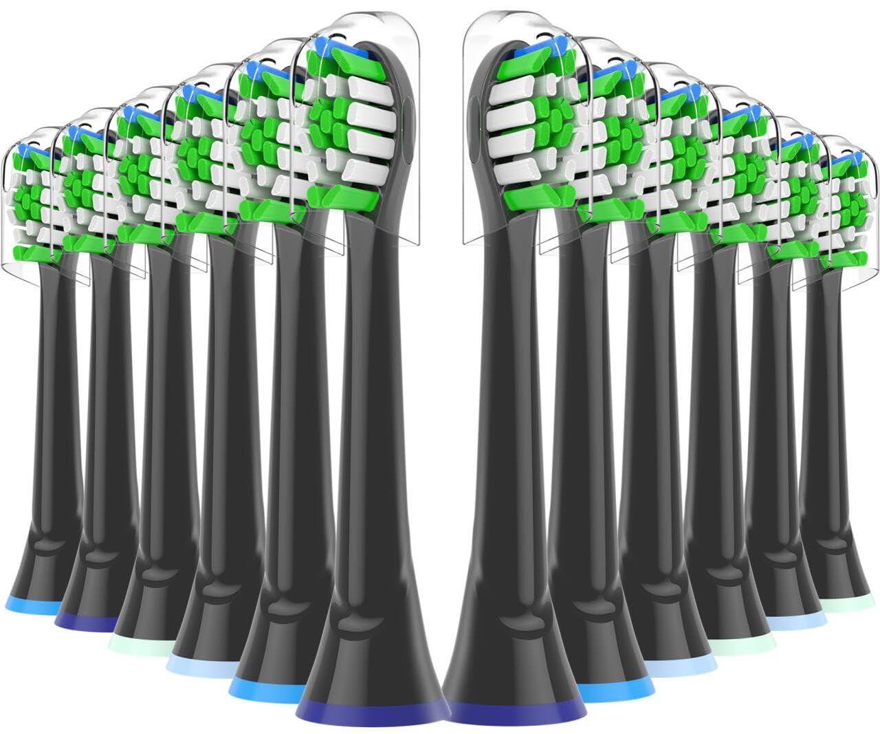 Replacement Brush Heads for Philips Sonicare Electric Toothbrush, Fit Plaque Control, Gum Health, FlexCare, HealthyWhite, Essence+ and EasyClean, 12 Pack (Black) - Available at All In One Marketplace Canada