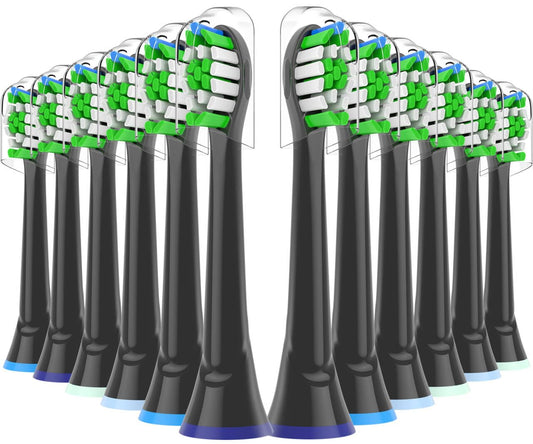 Replacement Brush Heads for Philips Sonicare Electric Toothbrush, Fit Plaque Control, Gum Health, FlexCare, HealthyWhite, Essence+ and EasyClean, 12 Pack (Black) - Available at All In One Marketplace Canada
