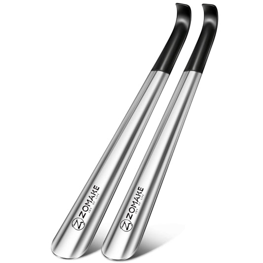 ZOMAKE Shoe Horn Long Handle,Metal Long Shoehorn for Seniors Men Women,2 Pcs 16.5" Boot Shoes Horn Chausse Pied(Black Handle) - Available at All In One Marketplace Canada