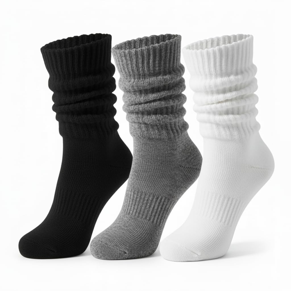 Slouchy Socks for Women Scrunch Crew Winter White Cotton Slouch Sock 🍁 All In One Marketplace Canada