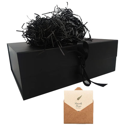 Black Gift Box 13X10X4.5 Inch with Magnetic Lid and Silk Ribbon for Chocolate Christmas Gift Boxes, Bridesmaid Proposal Presents, Birthdays, Wedding, Holidays, Anniversaries Gift Packaging 🍁 All In One Marketplace Canada