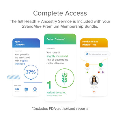 23andMe+ Premium Advanced Ancestry & Health - DNA Test Kit, Personal Genetic Insights, Plus 1-Year Access to Exclusive Health & Ancestry Reports, DNA Kit (Before You Buy See Important Test Info Below) - Available at All In One Marketplace Canada