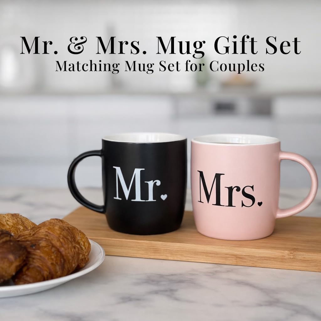 Triple Gifffted Mr and Mrs Coffee Mugs Couples Gift Set, 380 ml Ceramic 🍁 All In One Marketplace Canada