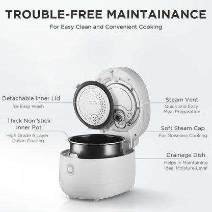 CUCKOO Rice Cooker 6 Cup Uncooked / 12 Cup Cooked, Modern Fuzzy Logic Rice Cooker Small with Delay Timer & Keep Warm Setting, Versatile Food Steamer for Cooking, Non-Stick Inner Pot, White (CR-0675FW) CUCKOO