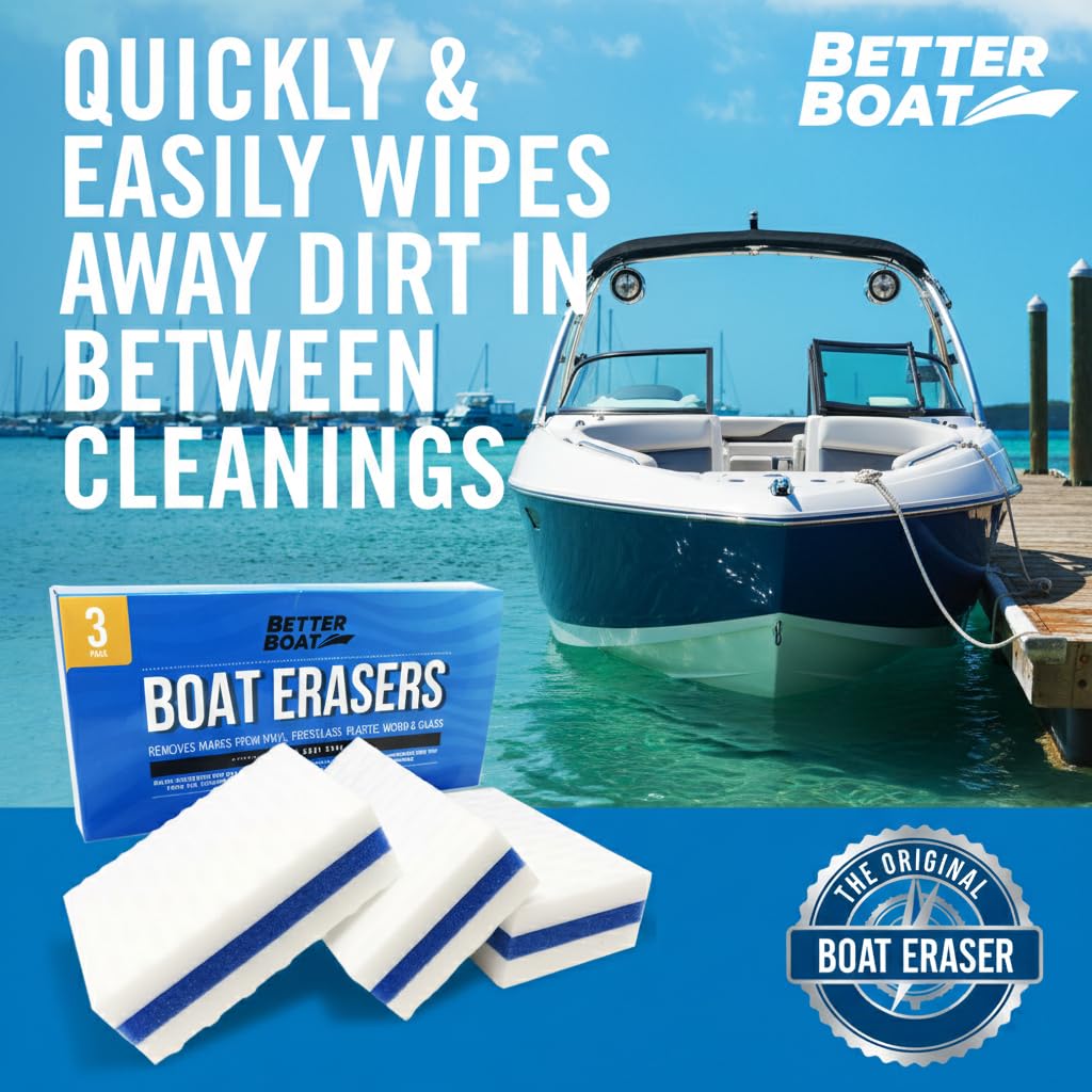 3PK Premium Boat Scuff Erasers, Boating Accessories for Cleaning, Gift for Pontoon, Fishing, Jon Boats, Decks, Vinyl and Hull Cleaner, Gadgets for Men and Women - Available at All In One Marketplace Canada