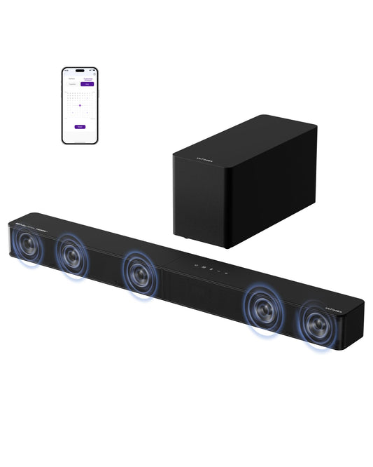 ULTIMEA 5.1ch Soundbar with Dolby Atmos, Sound Bar with Subwoofer for Smart TV, Home Theater Surround Sound System for TV, 300W, Adjustable Bass Boost, App, Bluetooth 5.4, Poseidon M60 (2025 Model)