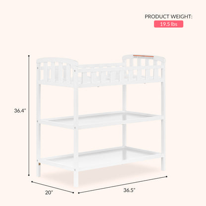 Dream On Me Emily Changing Table In White, Comes With 1" Changing Pad, Features Two Shelves, Portable Changing Station, Made Of Sustainable New Zealand Pinewood Dream On Me