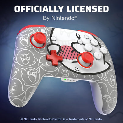 PDP Rematch Wireless Controller: Boo-Hoo - Nintendo Switch/Switch Lite/Switch - OLED Model, Nintendo Switch 2, Glows in the Dark, Rechargeable Battery PDP