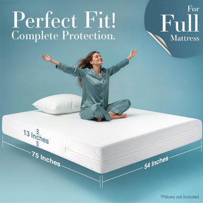 Utopia Bedding Zippered Mattress Encasement Full/Double - 100% Waterproof and Bed Bug Proof Mattress Protector - Absorbent, Six-Sided Mattress Cover