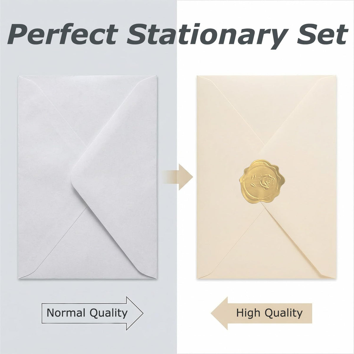 Acidea 50 Pack Ivory A6 Envelopes with Plain Cards, 120GSM Envelopes with 250GSM Folding Blank Cards and Gold Stickers, Perfect Stationary Set for Wedding Invitations, Birthday, Holiday, Greeting Card 🍁 All In One Marketplace Canada