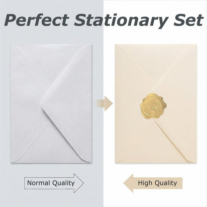 Acidea 50 Pack Ivory A6 Envelopes with Plain Cards, 120GSM Envelopes with 250GSM Folding Blank Cards and Gold Stickers, Perfect Stationary Set for Wedding Invitations, Birthday, Holiday, Greeting Card 🍁 All In One Marketplace Canada