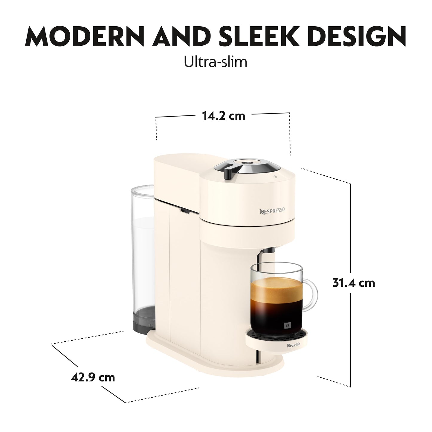 Nespresso Vertuo Next Single Serve Coffee and Espresso Machine by Breville, White and Chrome Nespresso