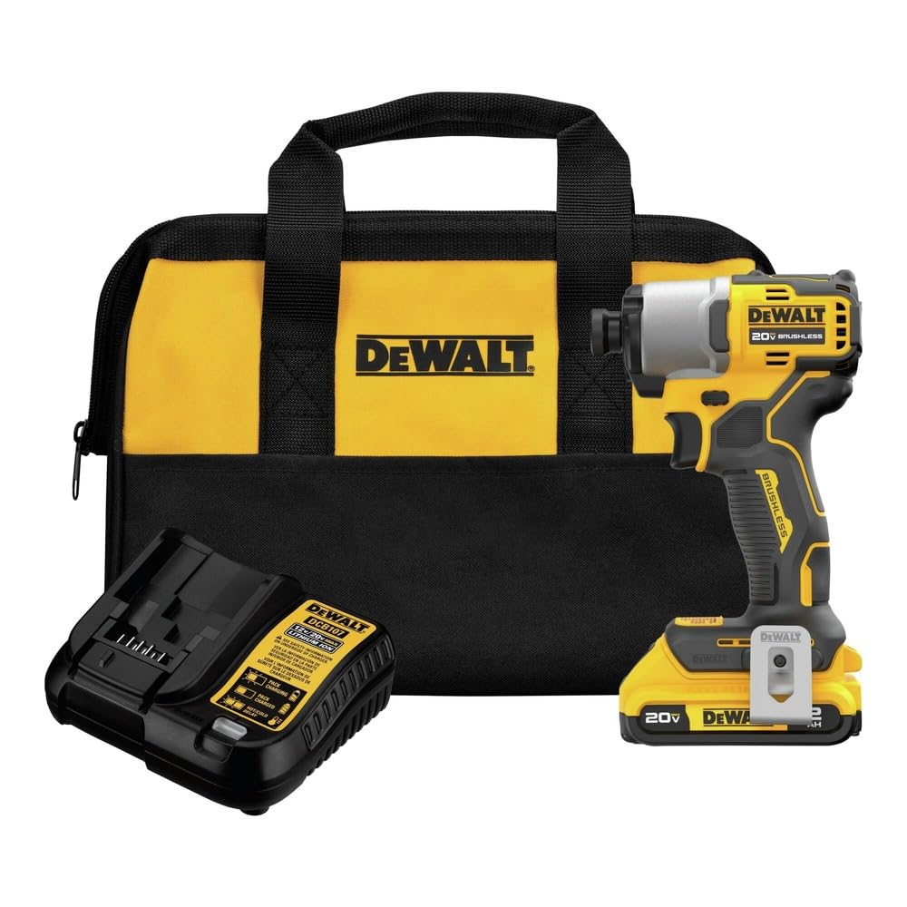 DEWALT 20V MAX Brushless Cordless Impact Driver 1/4-In, Lightweight, Variable Speed, LED (DCF840D1) DEWALT