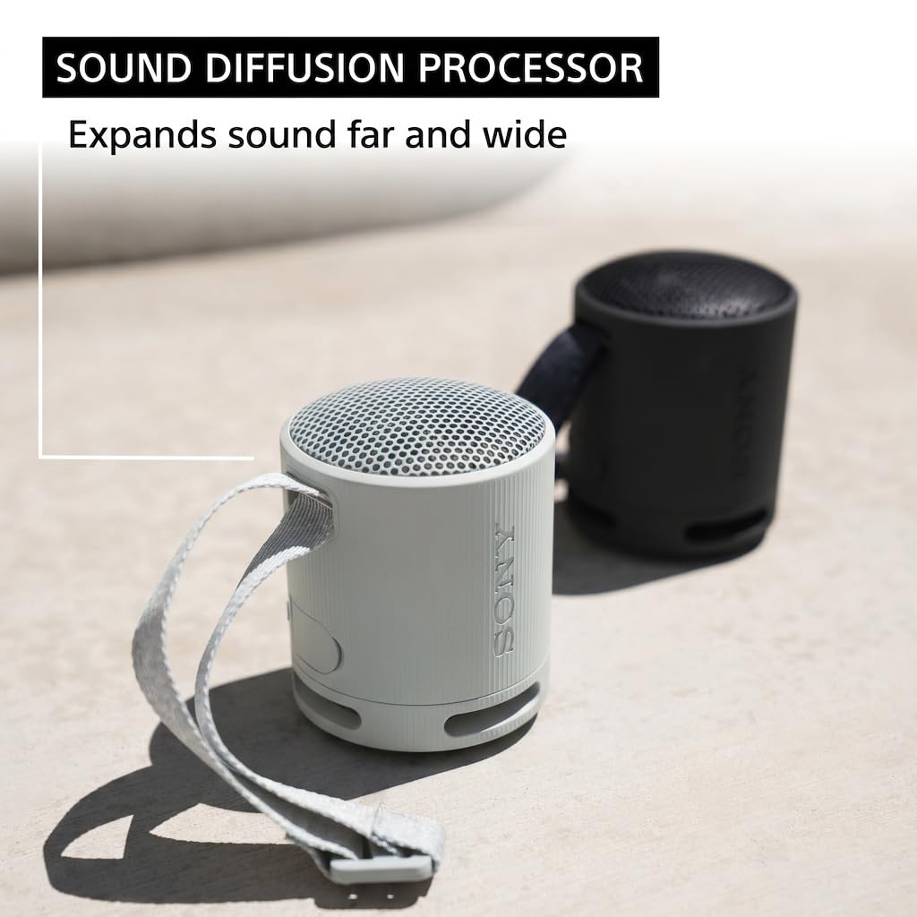 Sony SRS-XB100 Wireless Bluetooth Portable Lightweight Super-Compact Travel Speaker, Extra-Durable IP67 Waterproof & Dustproof, 16 Hour Battery, Versatile Strap, and Hands-Free Calling, Black New