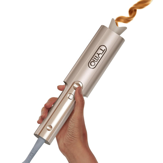 TYMO CurlPro Plus Automatic Curling Iron - Upgraded Rotating Barrel Curling Wand, Hair Curler Automatic for Women, Anti-Scald, Tangle-Free, 600M Ionic, Dual Voltage, Gold,1 inch - Available at All In One Marketplace Canada