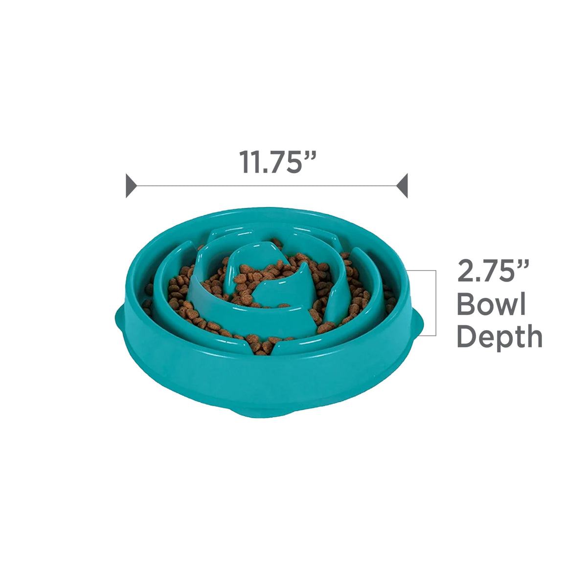 Fun Feeder Slo Bowl – Large 4‑Cup Capacity, Slow Feeding, Medium to Large Dogs, Non‑Slip, Turquoise, Drop Pattern