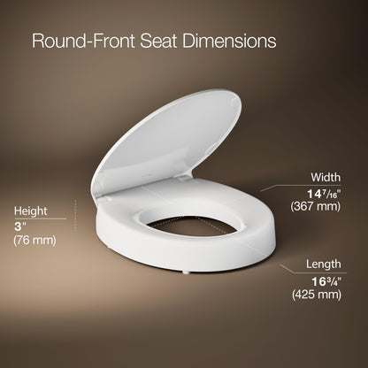 KOHLER Hyten Elevated Quiet-Close Round-Front Toilet Seat, White