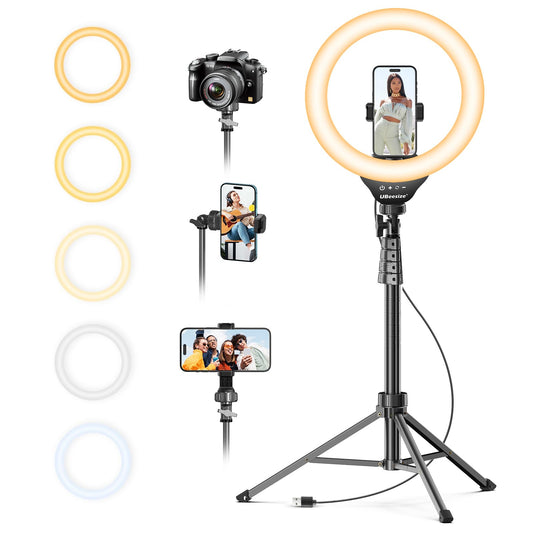 UBeesize 12’’ Ring Light with Tripod, Selfie Ring Light with 62’’ Tripod Stand, Light Ring for Video Recording＆Live Streaming(YouTube, Instagram, TIK Tok), Compatible with Phones, Cameras and Webcams