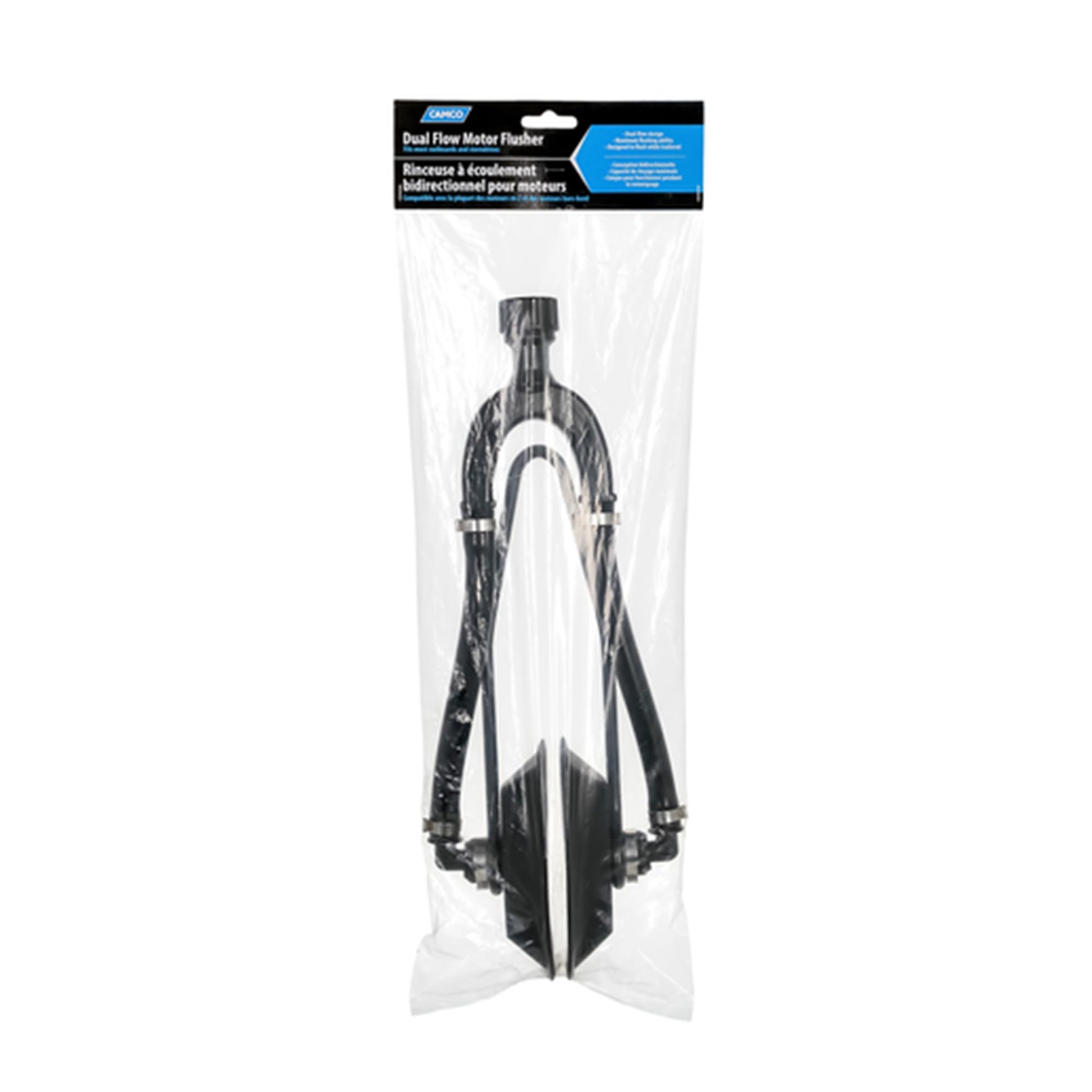 Camco Boat Dual Water Feed Motor Flusher - Flushes Contaminates Out of Your Boat Engine | Dual Input Design | Connects to Standard Water Hoses |Great for Winterization - (50141), Black Camco
