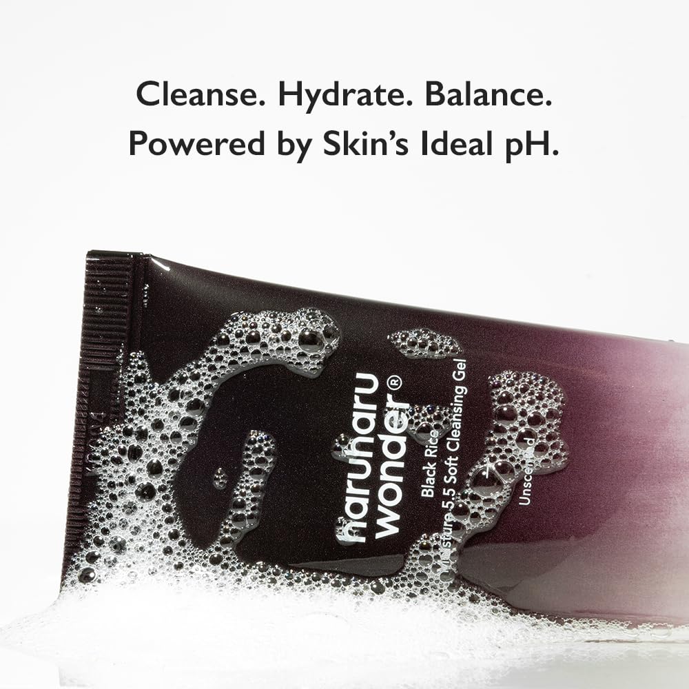 Haruharu Wonder Black Rice Moisture 5.5 Soft Cleansing Gel 100ml Fermented Black Rice Face Wash Foam Cleanser - Available at All In One Marketplace Canada