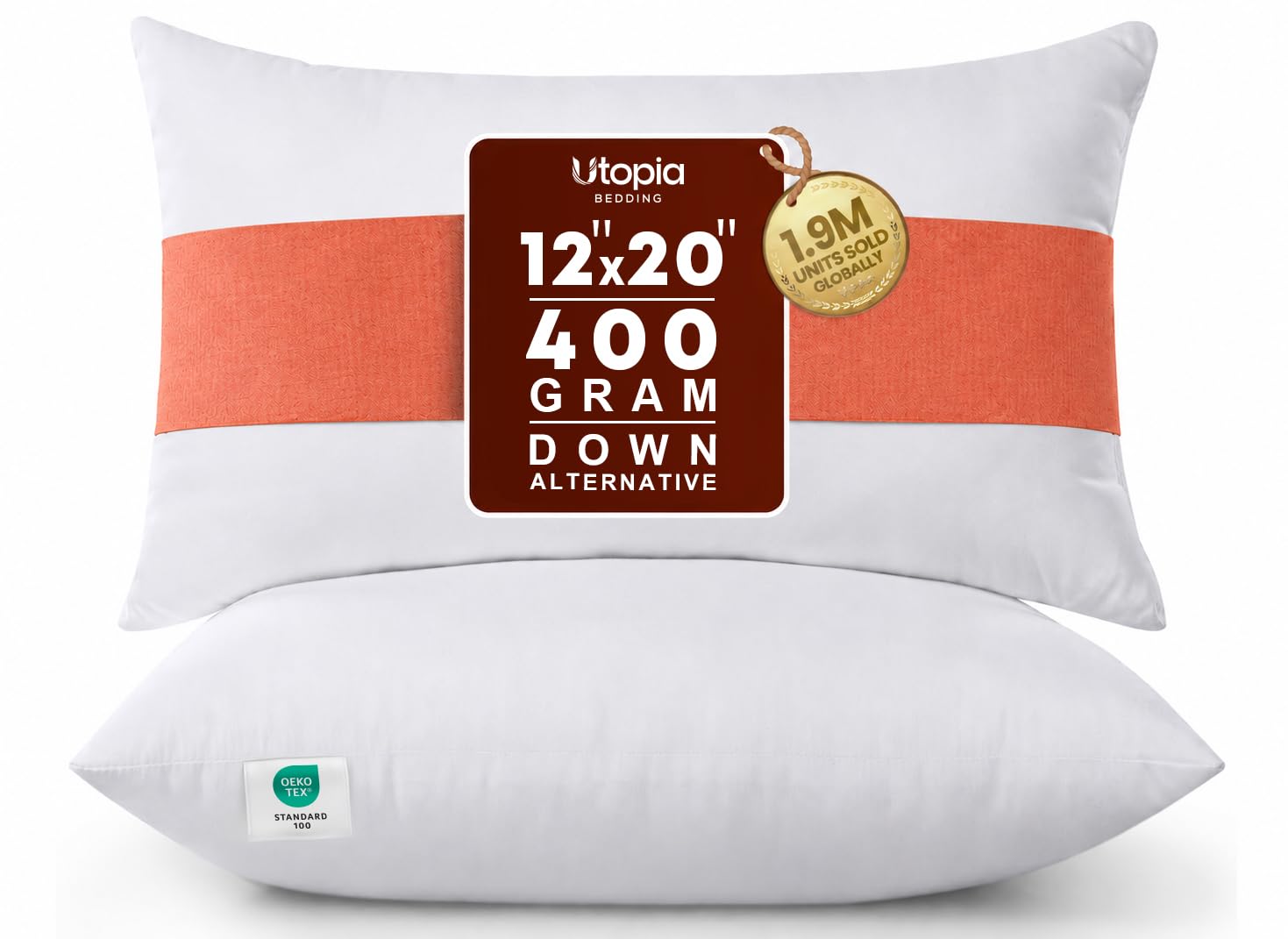 Utopia Bedding Throw Pillows Insert (Pack of 2, White) - 12 x 20 Inches Bed and Couch Pillows - Indoor Decorative Pillow