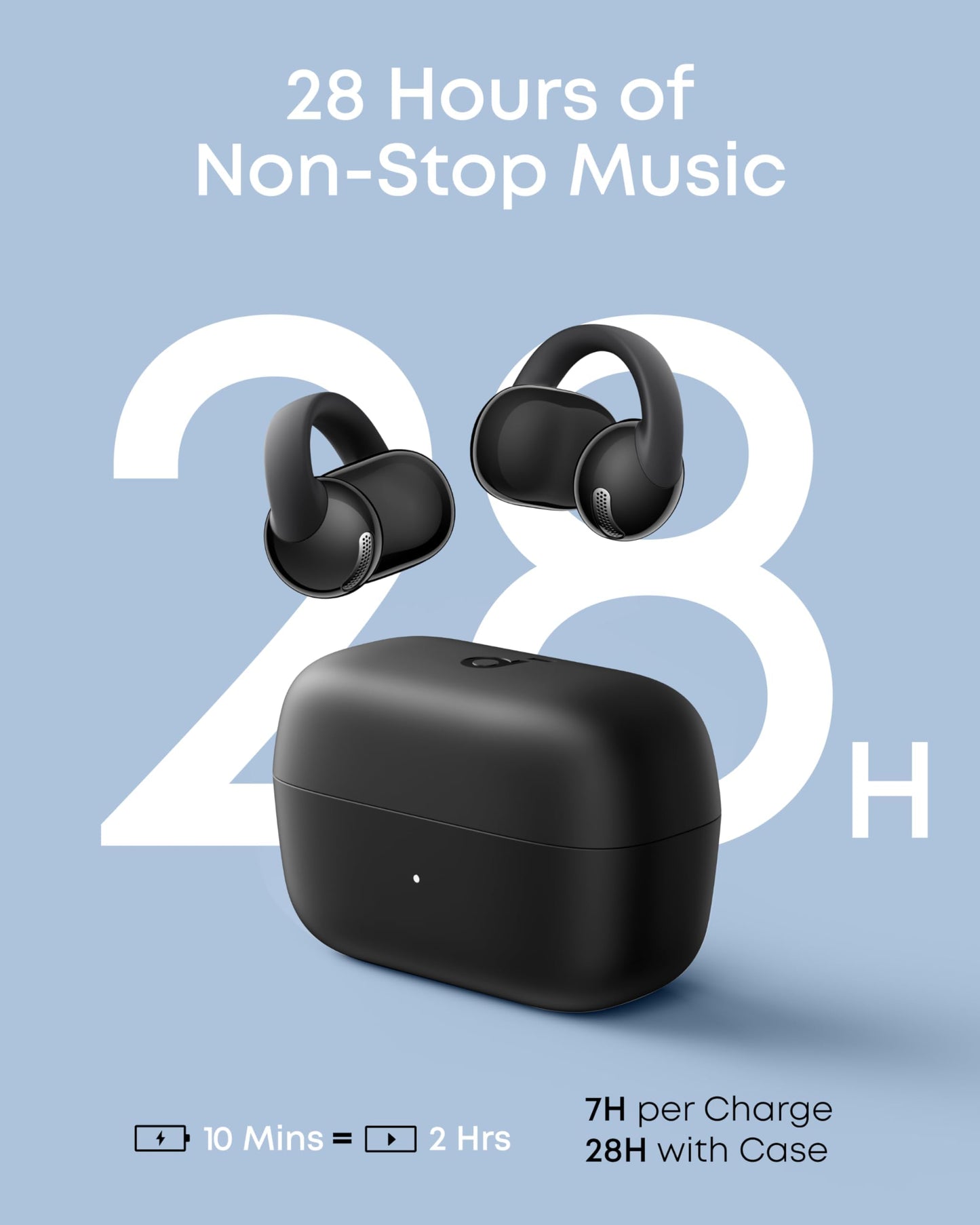 soundcore C50i by Anker, Open-Ear Headphones, Clip-On Earbuds, Ultra-Comfort, FlexiClip Design, 12mm Drivers for Powerful Bass, AI Clear Calls, 28H Playtime, Secure Fit, Hi-Res, IP55, Bluetooth 6.0