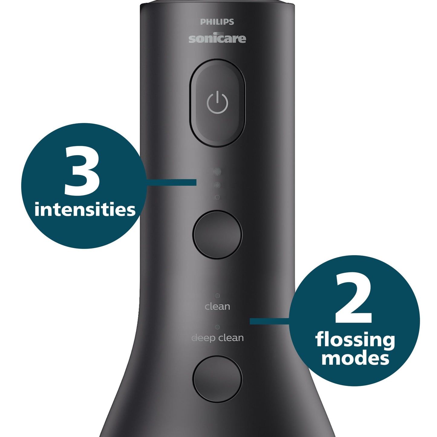 Philips Sonicare Power Flosser 3000 Cordless, Oral Irrigator Quad Stream technology and whisper quiet, Black, HX3826/23 - Available at All In One Marketplace Canada