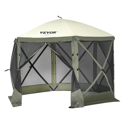 VEVOR Pop Up Gazebo Tent, Pop-Up Screen Tent 6 Sided Canopy Sun Shelter with 6 Removable Privacy Wind Cloths & Mesh Windows, 10x10FT Quick Set Screen with Mosquito Netting, Army Green 🍁 All In One Marketplace Canada