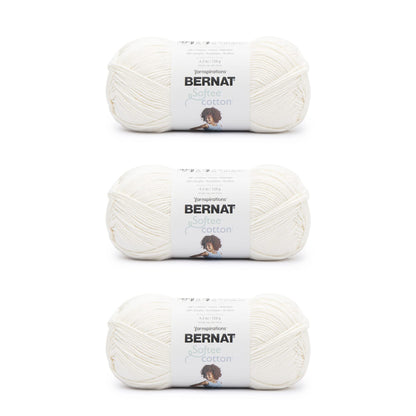 Bernat Softee Cotton Cotton Yarn - 3 Pack of 120g/4.25oz - Nylon - 3 DK (Light) - 254 Yards - Knitting/Crochet Bernat