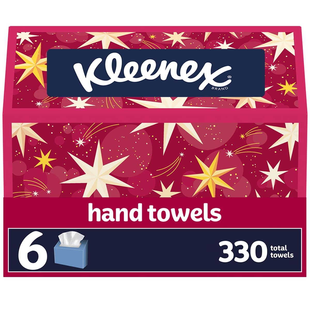 Kleenex Hand Towels, Fun Holiday Design, Limited Time Offer, Single-Use Disposable Paper Towels for Bathrooms, 6 Boxes, 55 Hand Towels per Box (330 Total Towels)
