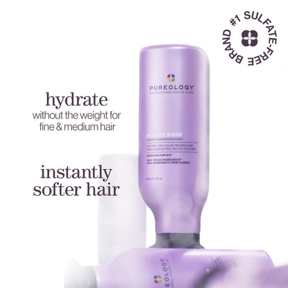 Pureology Hydrate Sheer Conditioner, Lightweight Moisture for Fine Dry Color-Treated Hair, Jojoba & Green Tea, Vegan, Sulfate-Free - Available at All In One Marketplace Canada