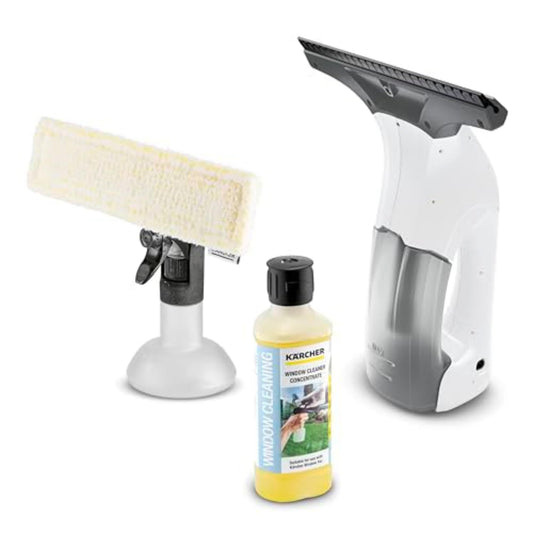 Kärcher WV1 Plus - 2-in-1 Electric Window Vacuum Squeegee - Cleans Showers, Mirrors, Glass, and Countertops - 10 in. Squeegee Blade - White - Available at All In One Marketplace Canada