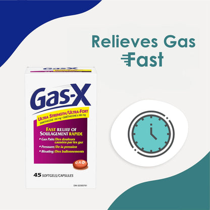 Gas-X Ultra-Strength Softgels for Gas Relief, Bloating, and Pressure, 180mg Simethicone, 45 Count
