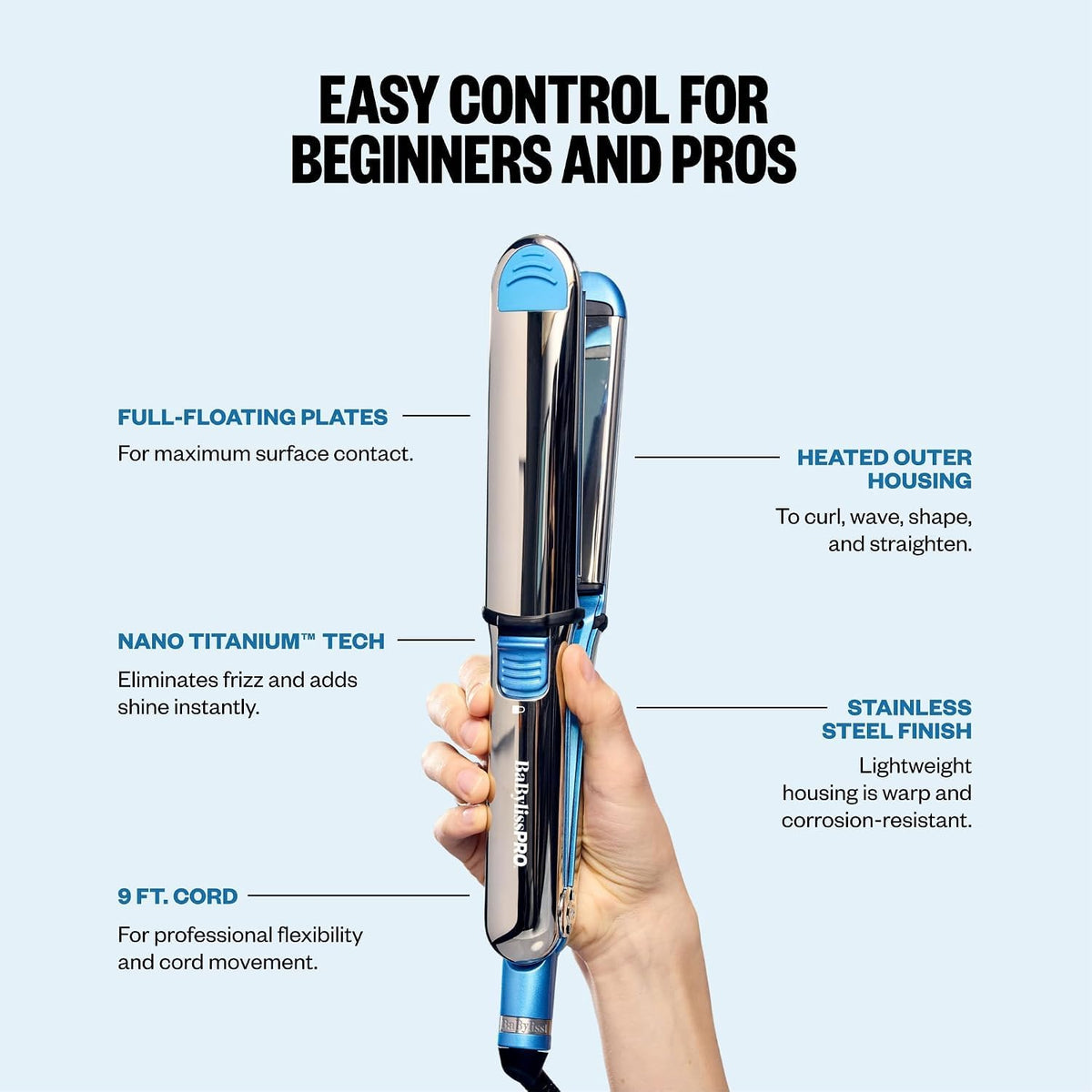BaBylissPRO The Optima 3100 Flat Iron, Dual Voltage, 1 inch