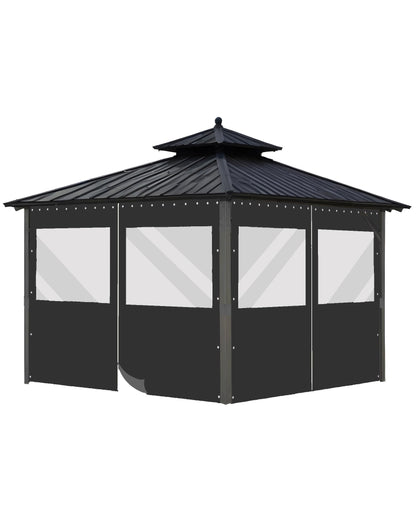 FoundGo 8(H) x12(W) ft Heavy Duty Vinyl Gazebo Curtain Replacement with Window,Privacy Gazebo Curtain Outdoor Waterproof Windproof and Snowproof in Winter for Garage,Pavilion,Balcony-Black-1pc 🍁 All In One Marketplace Canada